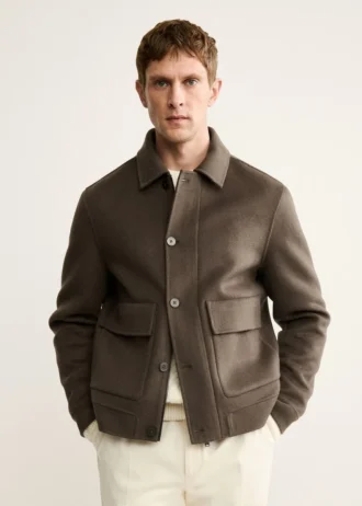Handgefertigte Wolljacke mit Taschen