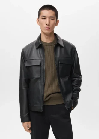 Jacke aus 100 % Leder mit Taschen