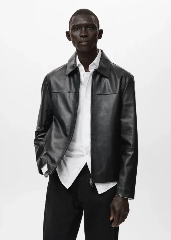 Jacke aus 100 % Leder mit Taschen Jacke aus 100 % Leder mit Taschen