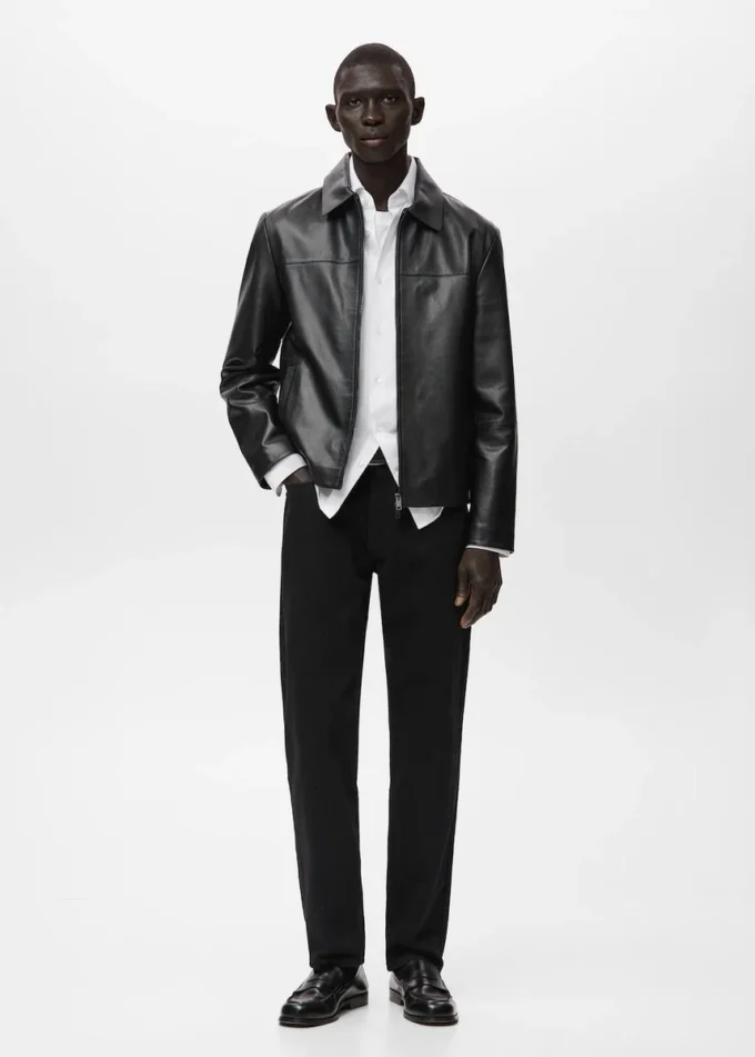 Jacke aus 100 % Leder mit Taschen Jacke aus 100 % Leder mit Taschen