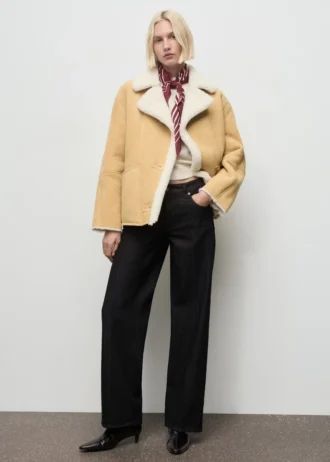 Jacke aus Kunstwildleder mit Lammfellkragen