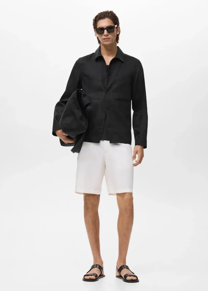 Jacke aus Leinenmischgewebe mit Taschen