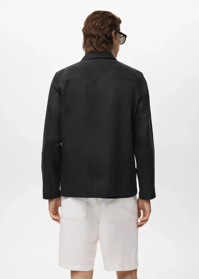 Jacke aus Leinenmischgewebe mit Taschen