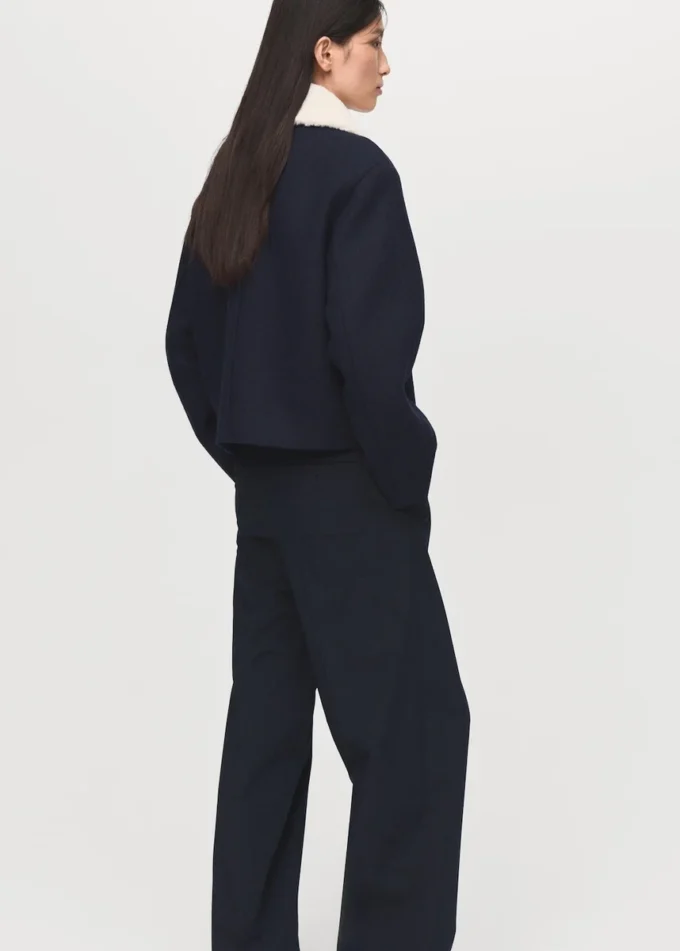 Jacke aus Wollmischgewebe mit Kragen aus Lammfellmischgewebe