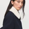 Jacke aus Wollmischgewebe mit Kragen aus Lammfellmischgewebe