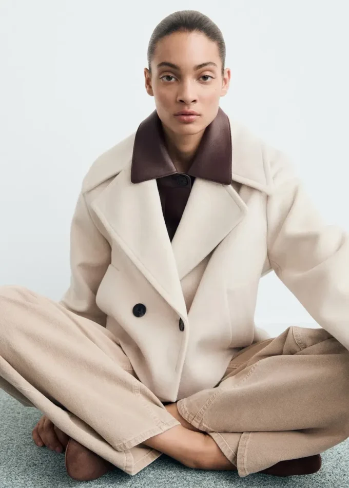 Jacke aus Wollmischgewebe mit Maxi-Revers Jacke aus Wollmischgewebe mit Maxi-Revers