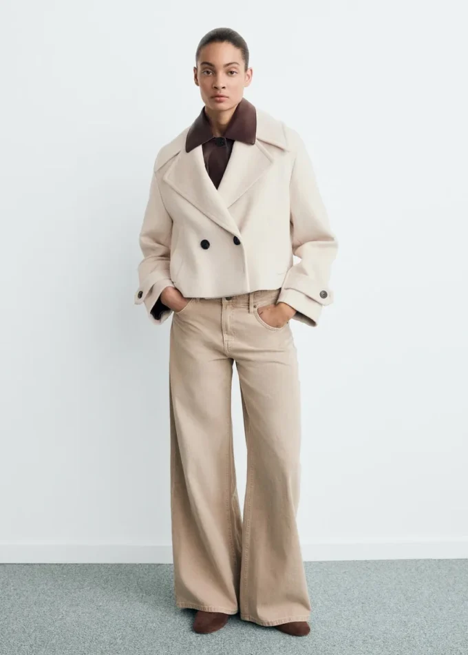Jacke aus Wollmischgewebe mit Maxi-Revers Jacke aus Wollmischgewebe mit Maxi-Revers