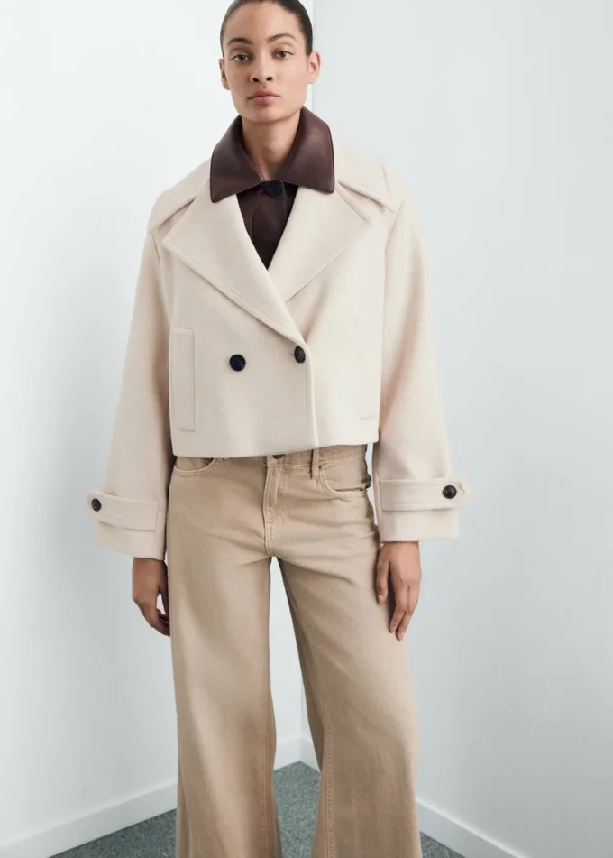 Jacke aus Wollmischgewebe mit Maxi-Revers Jacke aus Wollmischgewebe mit Maxi-Revers