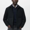 Jacke aus Wollmischgewebe mit Tasche