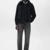 Jacke aus Wollmischgewebe mit Tasche