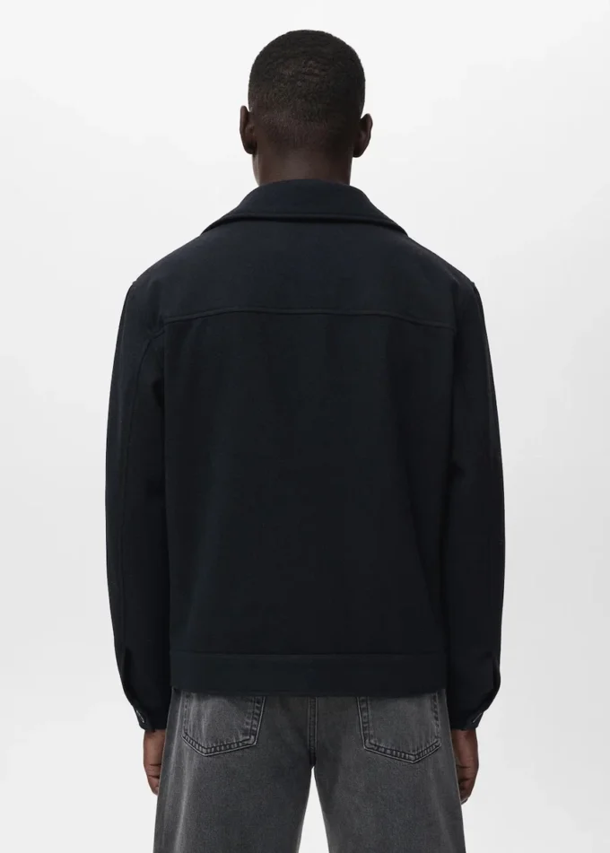 Jacke aus Wollmischgewebe mit Tasche