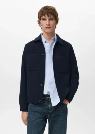 Jacke aus Wollmischgewebe mit Taschen