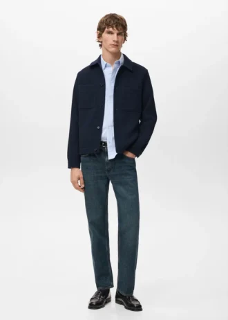 Jacke aus Wollmischgewebe mit Taschen