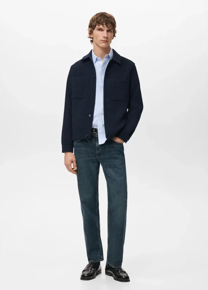 Jacke aus Wollmischgewebe mit Taschen Jacke aus Wollmischgewebe mit Taschen