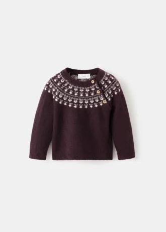 Jacquard-Pullover mit Knöpfen