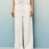 Jeans mit Blumenstickerei und weitem Bein