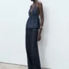 Jeans mit niedriger Taille und weitem Bein