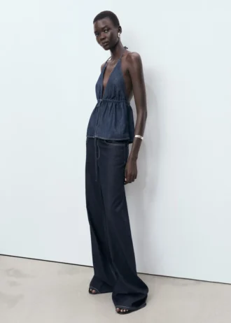 Jeans mit niedriger Taille und weitem Bein