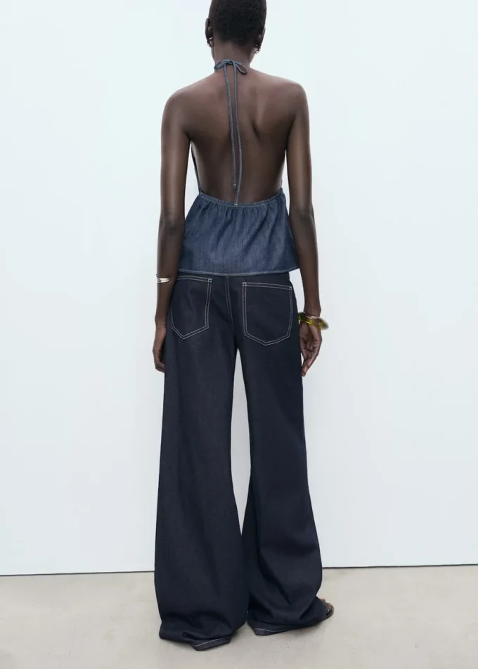 Jeans mit niedriger Taille und weitem Bein