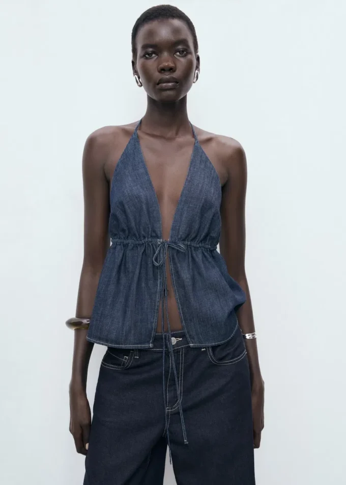 Jeans mit niedriger Taille und weitem Bein