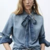 Jeanshemd mit Schleife Jeanshemd mit Schleife