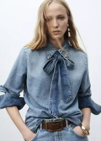 Jeanshemd mit Schleife