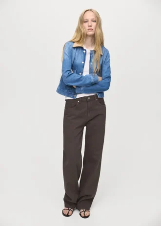 Jeansjacke mit Cordkragen