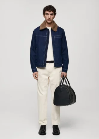 Jeansjacke mit Lammfellfutter