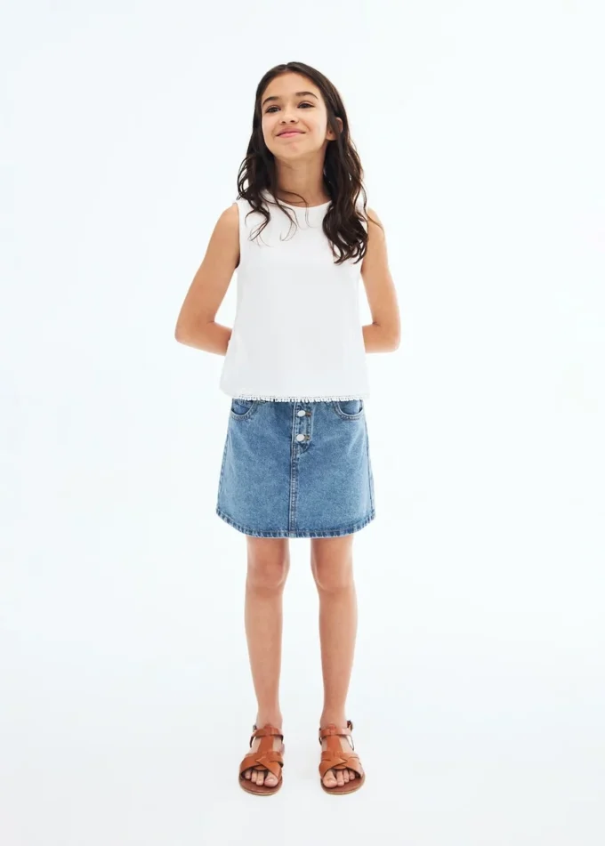 Jeansrock mit Paperbag-Bund