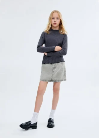 Jeansrock mit Paperbag-Bund