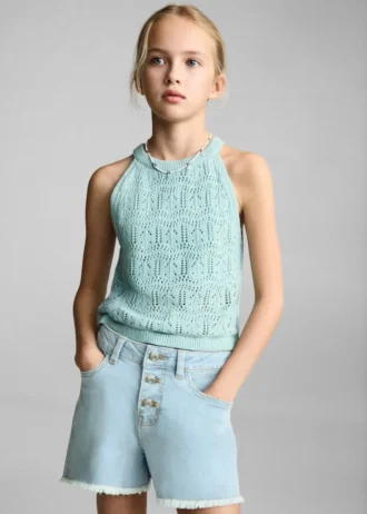 Jeansshorts mit ausgefranstem Saum