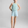 Jeansshorts mit ausgefranstem Saum