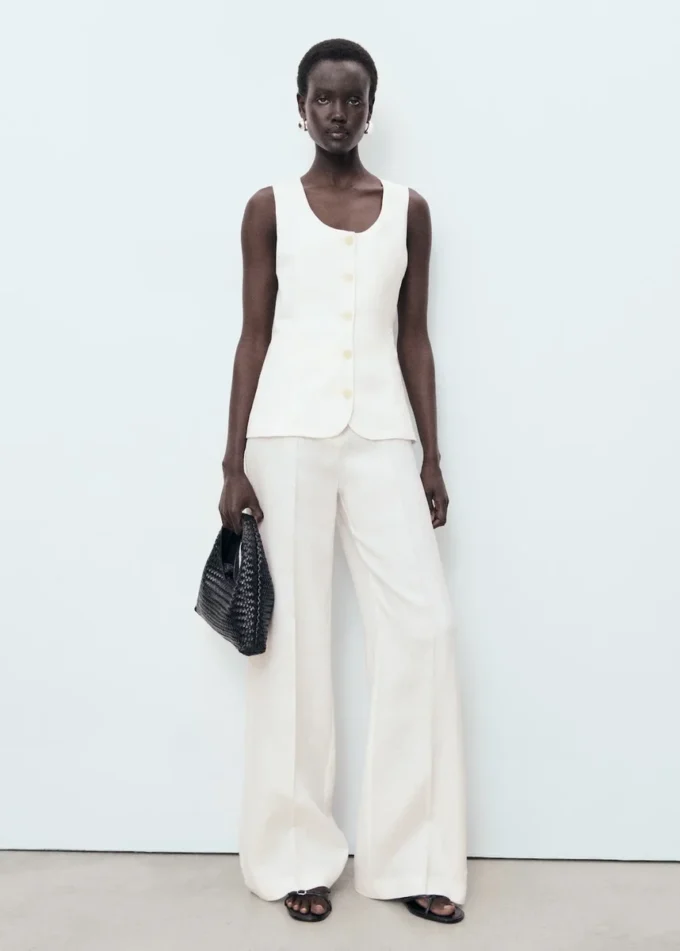 Jumpsuit aus Leinen im Anzugstil