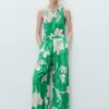 Jumpsuit mit bedrucktem Gürtel Jumpsuit mit bedrucktem Gürtel