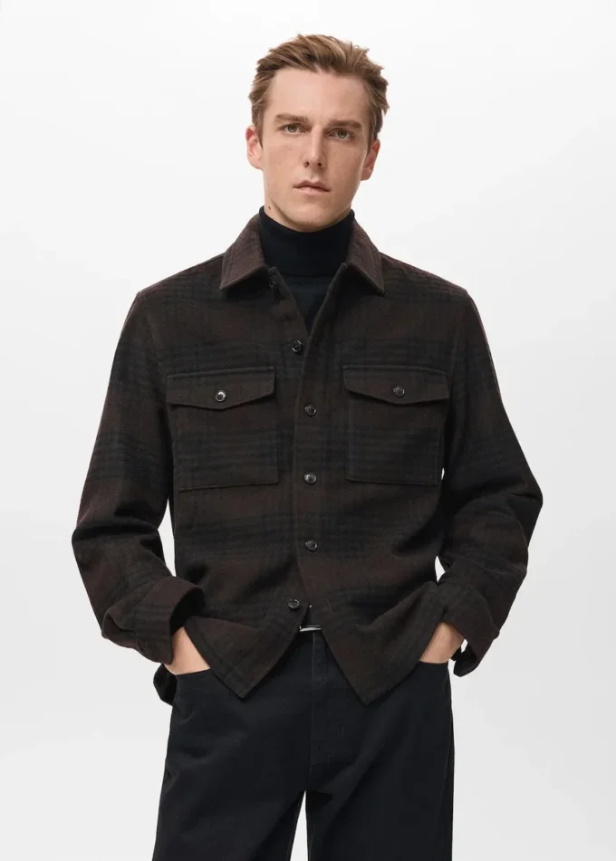 Kariertes Overshirt aus Wollmischung Kariertes Overshirt aus Wollmischung
