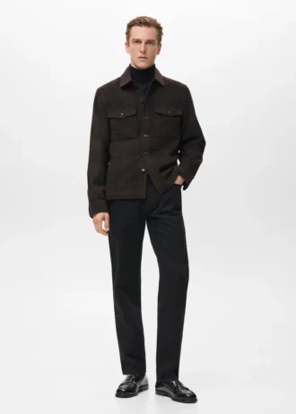 Kariertes Overshirt aus Wollmischung