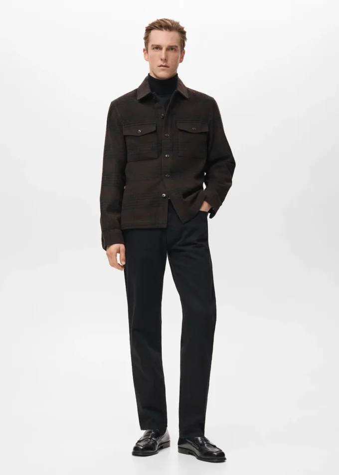 Kariertes Overshirt aus Wollmischung Kariertes Overshirt aus Wollmischung