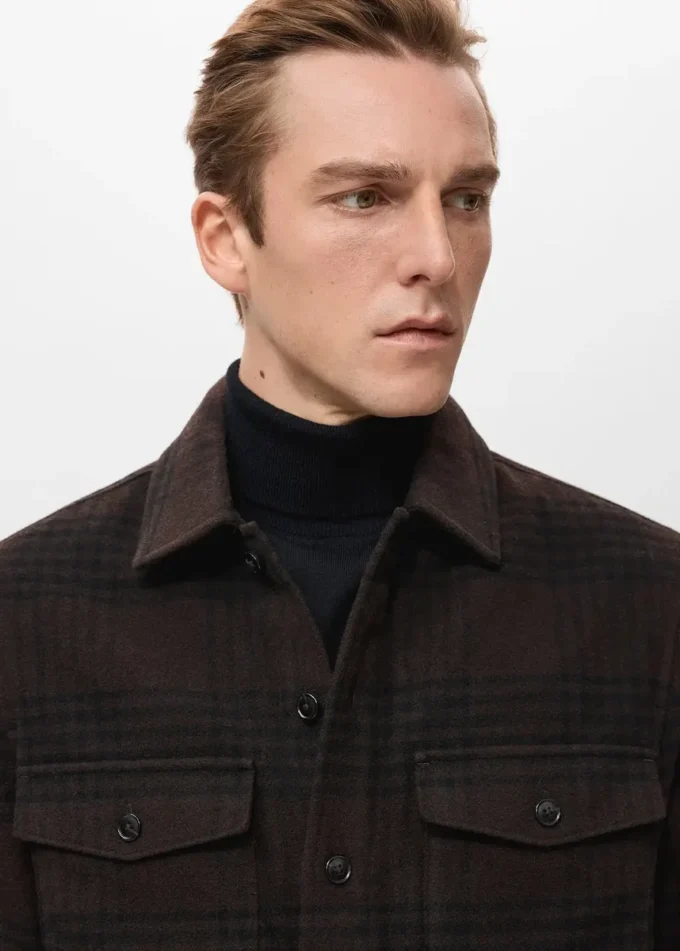 Kariertes Overshirt aus Wollmischung Kariertes Overshirt aus Wollmischung