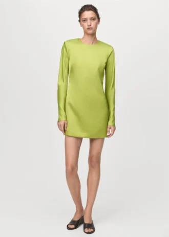 Kleid mit offenem Rücken und Satin-Effekt