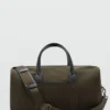 Kombinierte Bowling-Handtasche aus Leder und Baumwolle