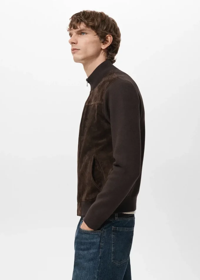 Kombinierte Leder- und Wildlederjacke