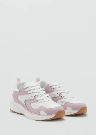 Kombinierte Sneakers mit Schnürsenkeln