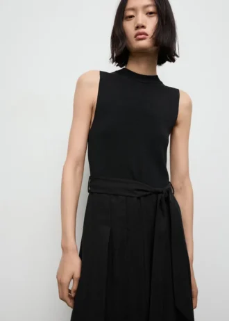 Kombiniertes Webkleid mit Gürtel