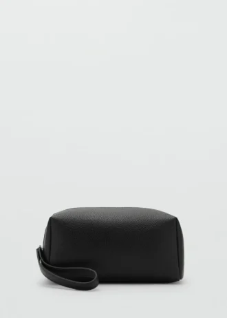 Kosmetiktasche mit kontrastierendem Riemen und Noppenstruktur