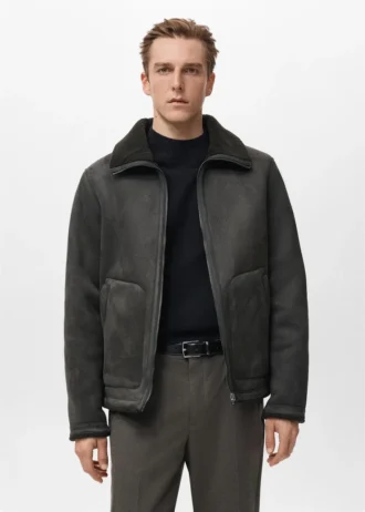 Kunstlederjacke mit Lammfellfutter