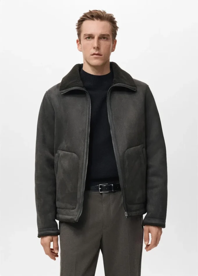 Kunstlederjacke mit Lammfellfutter