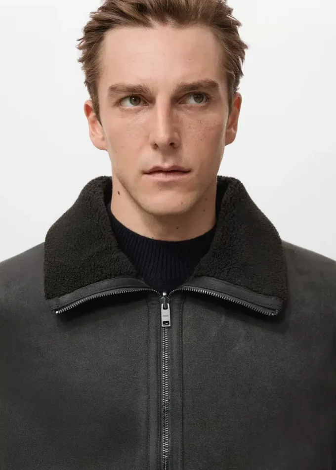 Kunstlederjacke mit Lammfellfutter