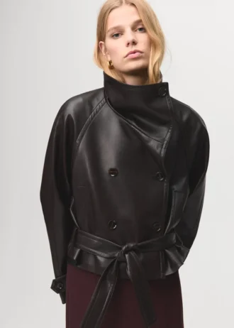 Kunstlederjacke mit Maxi-Revers