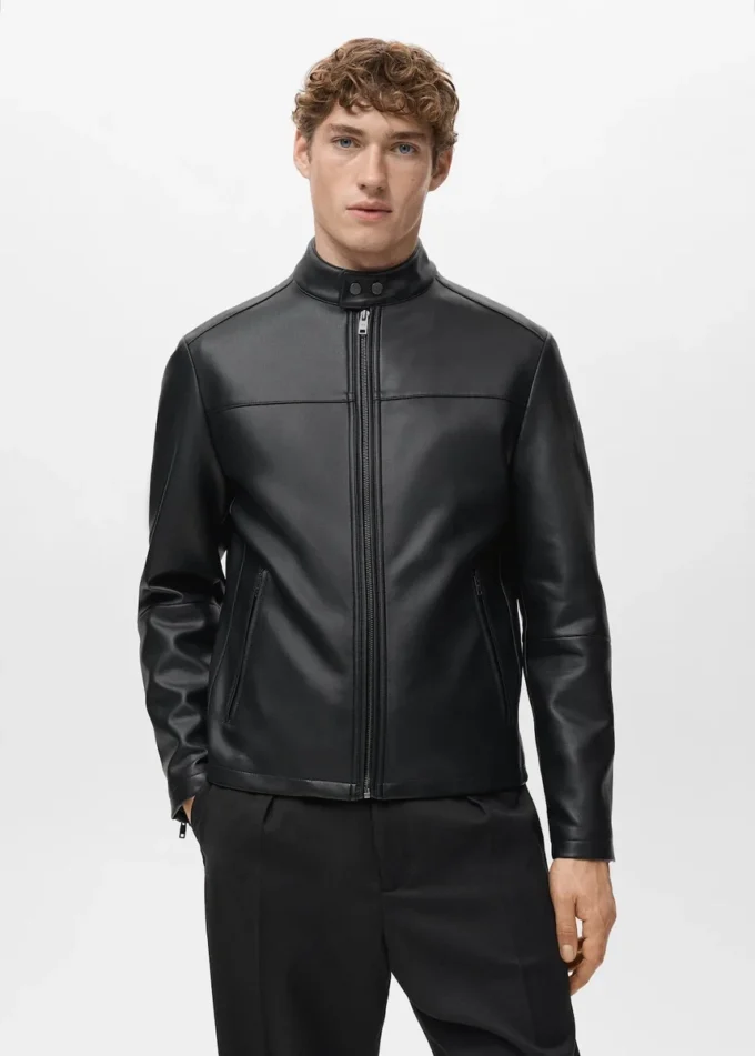 Kunstlederjacke mit Reißverschluss