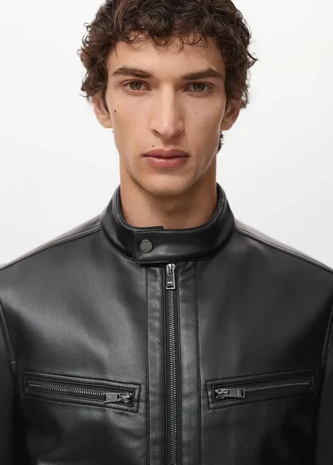 Kunstlederjacke mit Reißverschluss
